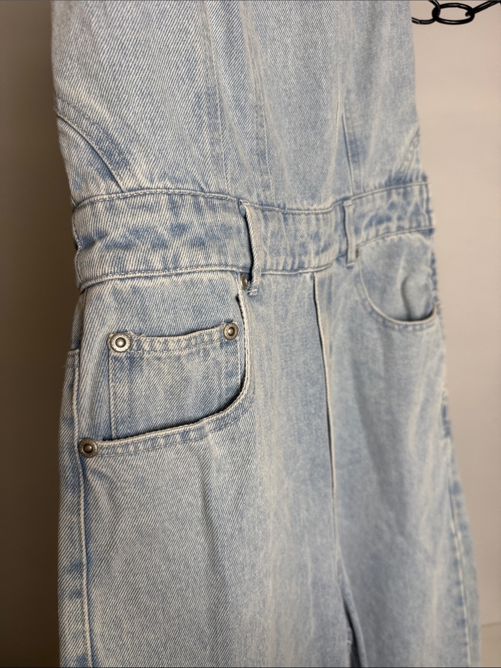 Grey Lab Women's Strapless Corset Light Blue Denim Jumpsuit Size Small - Picture 7 of 11